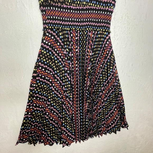 Nanette Lepore Multicolor Polka Dot Smocked High Neck Dress Size 10 - Picture 4 of 11